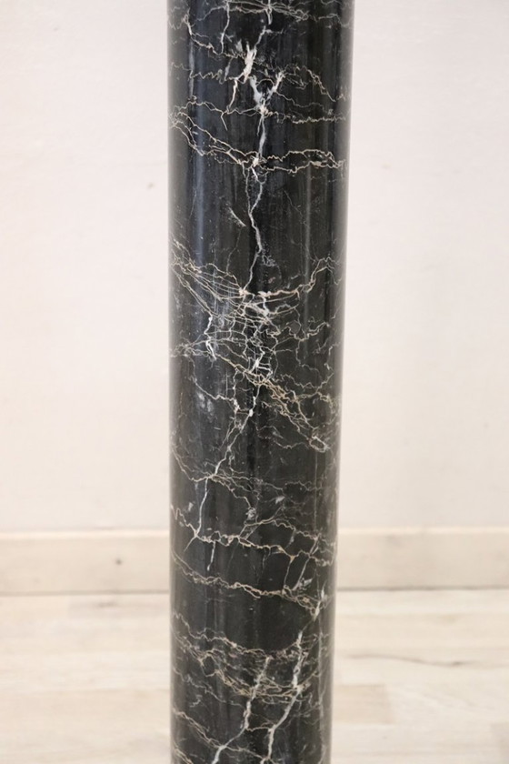 Image 1 of Antieke zuil in zwart en wit marmer, Italië eind 19e eeuw