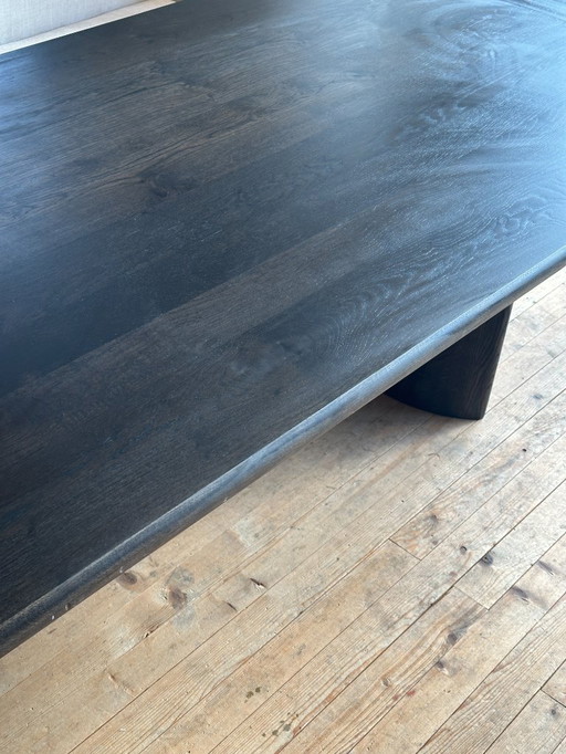 Table du Sud, table de salle à manger demi-cercle, noir fumé intense, 240 x 100 cm