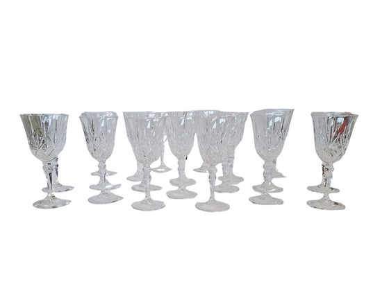 Image 1 of Gorgeous Set of 20 Hand Cut Crystal Glasses (1985)