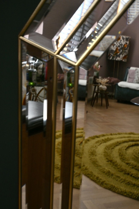 Image 1 of Large mirror with facet-cut glass, octagonal