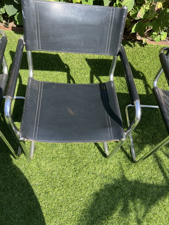 6 sillas con arnés de cuero Matteo Grassi Tube Slide negras – Sillas de comedor, Leather, Metal (photo 7 of 13)