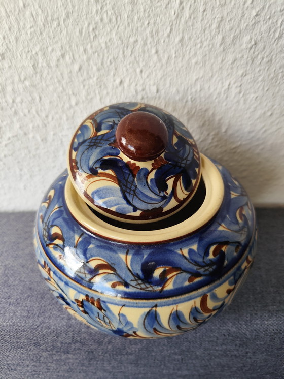 Image 1 of Vintage koektrommel van handbeschilderd keramiek, collector's item