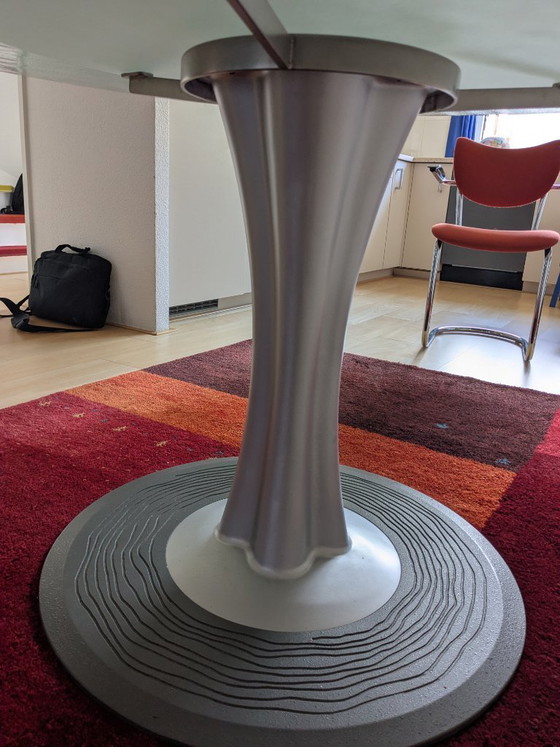 Image 1 of Leolux LX round glass table with tree base in silver