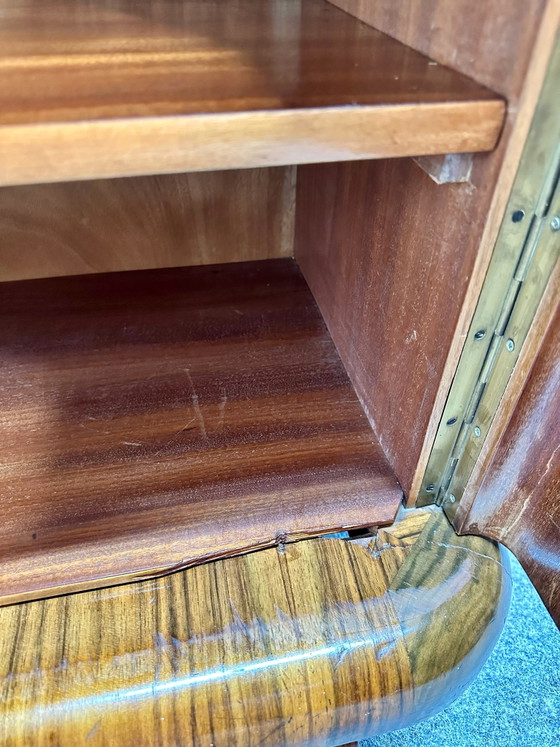 Antique Art Deco Style Display Cabinet Burr Walnut 1920s/30s, Wood, Brown (photo 8 of 15)