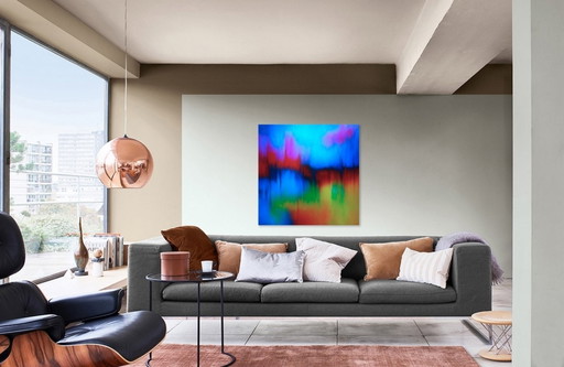 Cadre Sur Toile Abstrait coloré / Abstract Art / Décoration Murale (80 x 80 cm)
