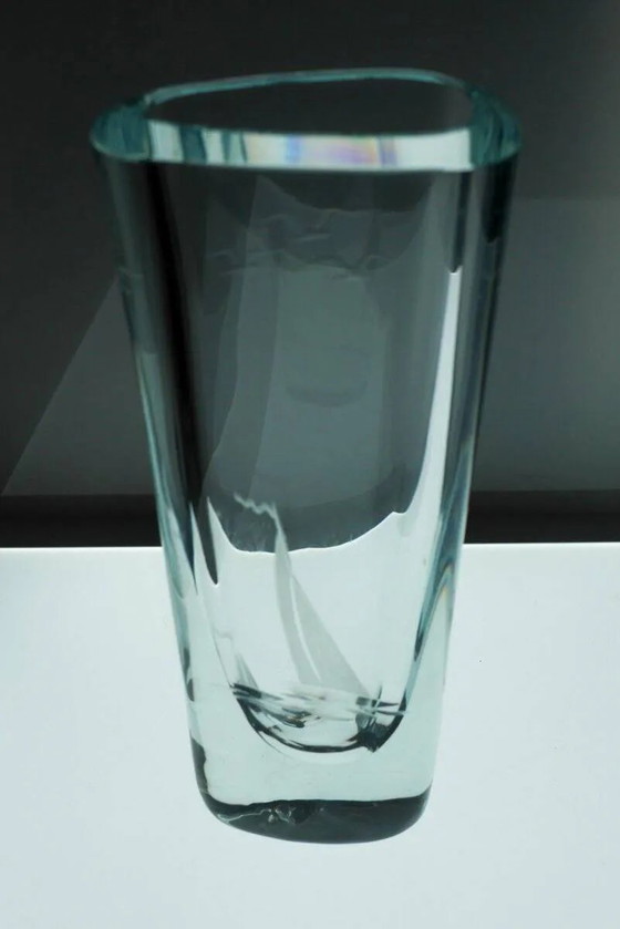 Image 1 of Etched glass vase with nautical theme from Strömbergshyttan, Sweden
