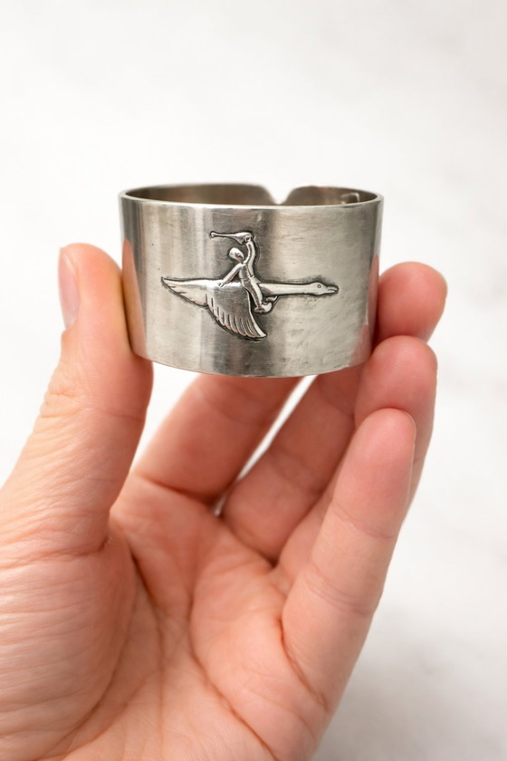 Image 1 of Vintage Swedish Alpaca Napkin Ring – "Nils Holgersson" by GAB – 1960s