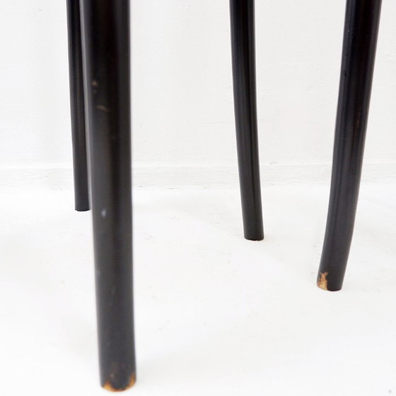 Image 1 of Set of 3 vintage Thonet-style bar stools in bentwood and caning