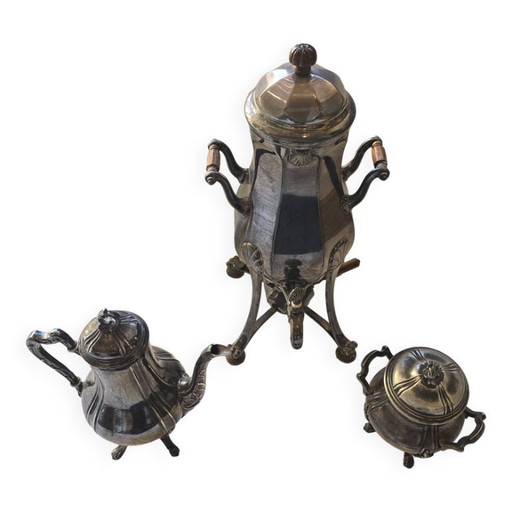 Service Thé Café Métal Argenté Art Nouveau Avec Fontaine – tafelaccessoires, Metal, Silver