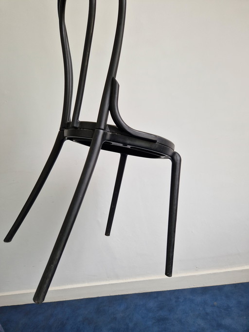 6x Thonet design bistro chair black plastic indoor outdoor