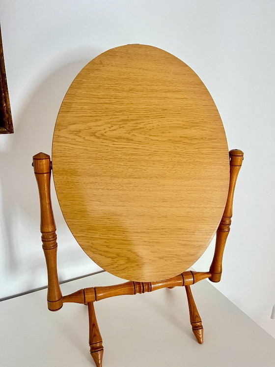 Image 1 of Specchio da tavolo inclinabile vintage degli anni '70 con base e cornice in legno
