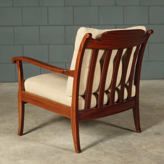 Vintage fauteuils – mahoniehout – jaren 60/70 – Textile (photo 6 of 13)