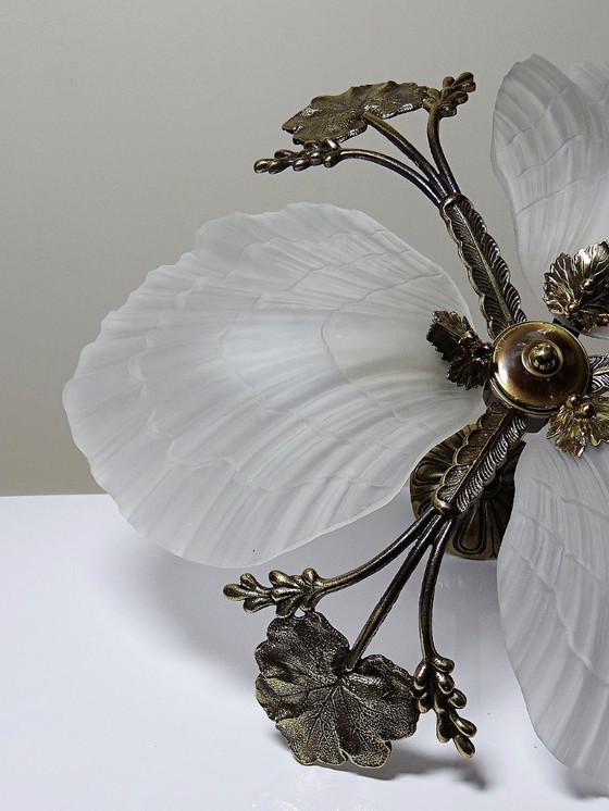 Image 1 of Lustre Hollywood Regency Art Déco vintage 80-90 Bronze Mariner Coquillages