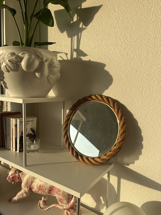 Image 1 of Vintage round rope mirror, Audoux-Minet style, 1960s