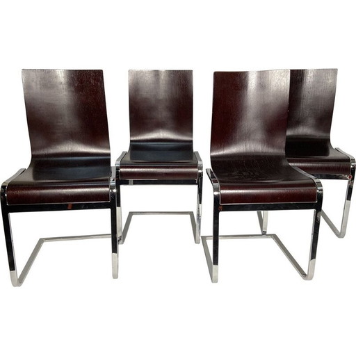 Set di 4 sedie vintage in metallo cromato
