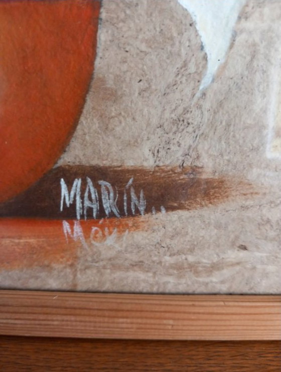 Image 1 of rare triptyque d'art amate du mexique – signé Marín Mexico
