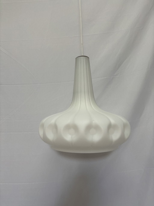 Vintage Peill & Putzler space age pendant lamp white frosted glass
