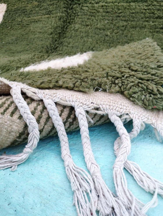 Handgemaakt vloerkleed van puur wol, groen en wit, 1,5/2,5 m – Aime Té, Vloerkleden en tapijten, Wool (photo 8 of 10)
