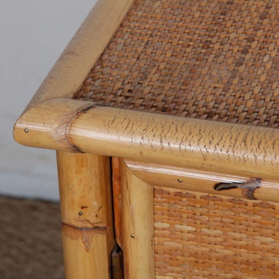 Image 1 of Cassettiera vintage in vimini, bambù e ottone di Dal Vera, 1970