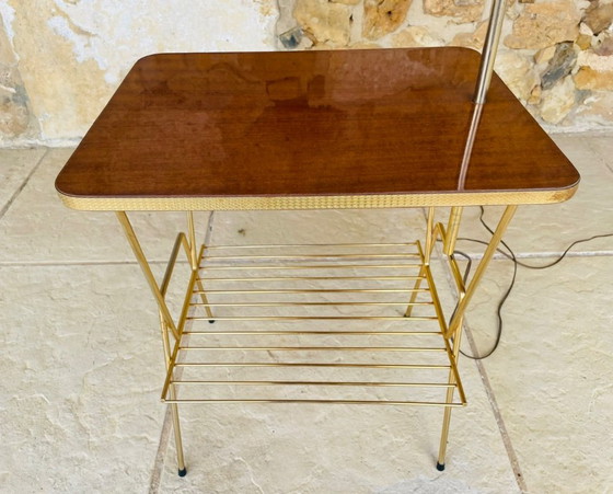 Mid-Century, Swivel,  Floor Lamp with Integrated Side Table, 1960s – Floor lights, Brass (photo 3 of 34)