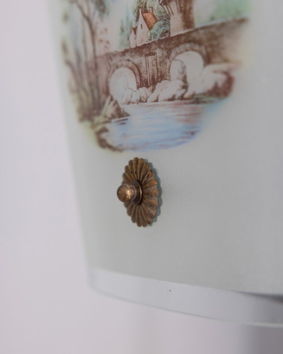 Image 1 of LAMPADARIO VINTAGE ANNI '50 IN VETRO DECORATO, DESIGN ITALIANO