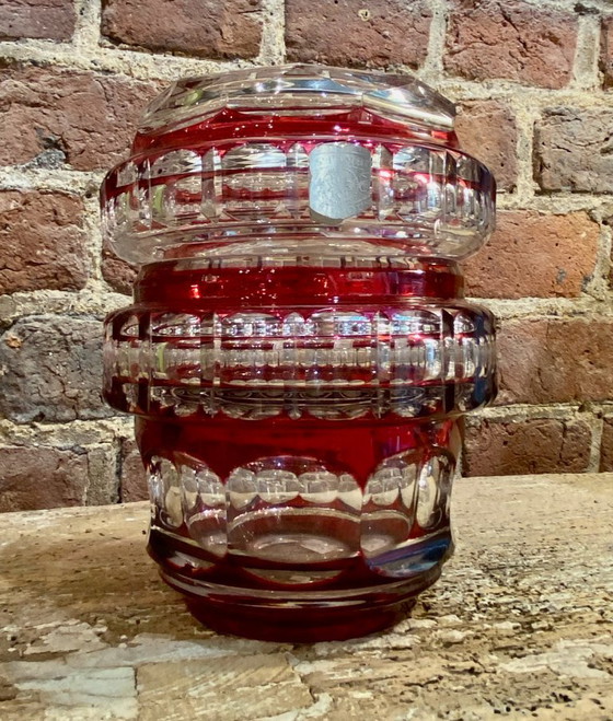 Vaso in Cristallo Rosso Doppio – Val Saint Lambert – Cristallo Tagliato (con etichetta) – Vasi (photo 6 of 8)