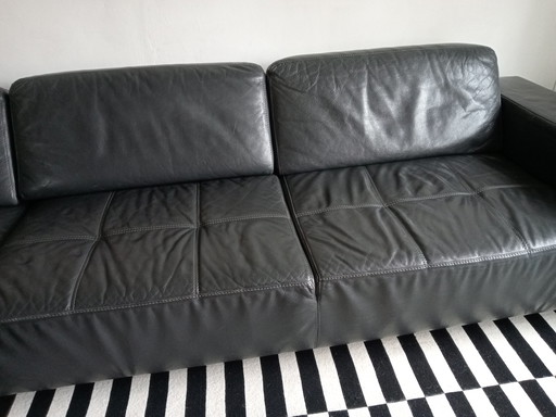 Large Leather Corner Sofa D.Gray/Black