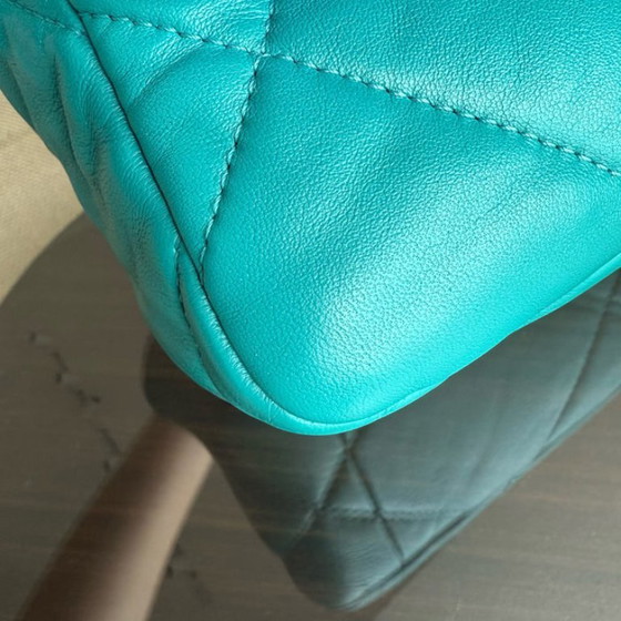 Image 1 of Chanel 19 Bag Small - Quilted Goatskin Green Blue Two-tone Hardware Series 30