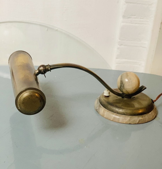 Image 1 of Zeer zeldzame Art Deco pianolamp uit jaren 20 op marmeren bol en voet