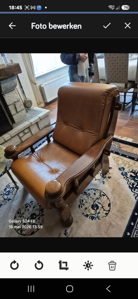 Jean Roche Armchairs – Leather, Wood (photo 3 of 6)