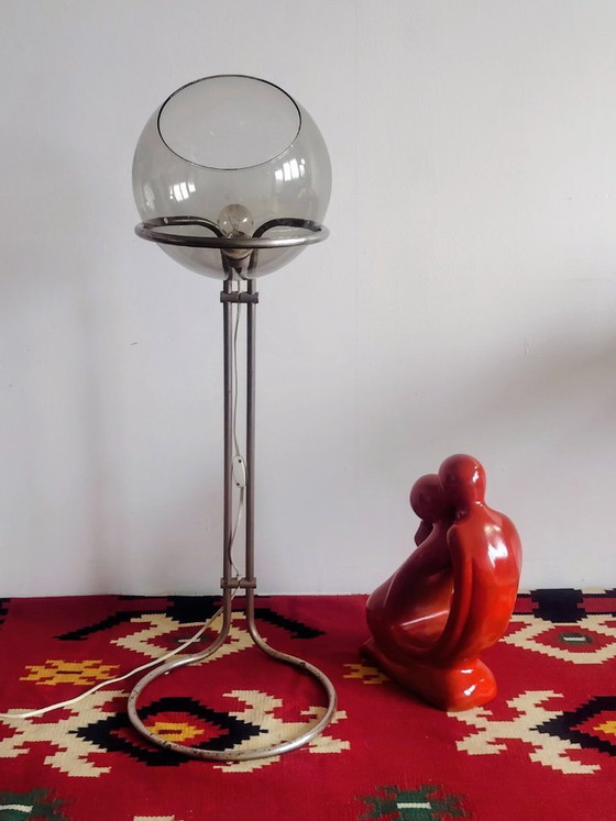 Image 1 of Modernist bauhaus glass ball floor lamp. Designer: Házi Tibor