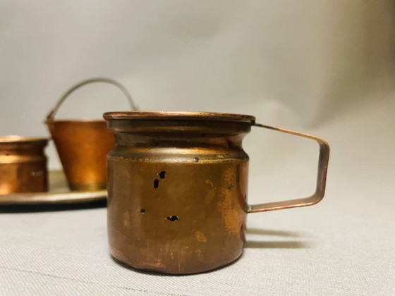 Image 1 of Juego miniatura cubo de cobre y bandeja de latón
