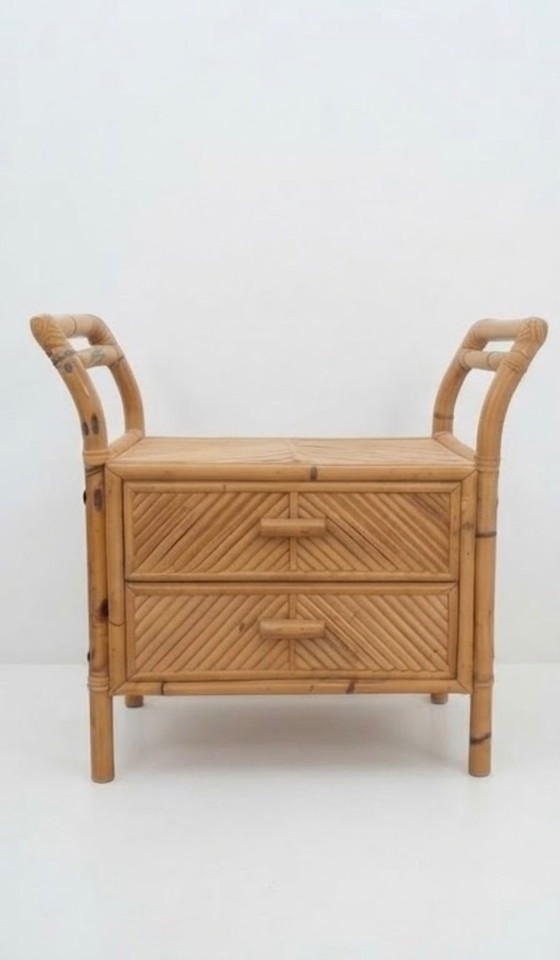 Set di tavolini laterali in bambù, legno e vimini. – Wood, Wicker (photo 2 of 5)