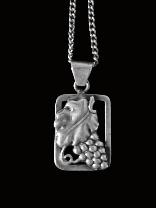 Danish silver pendant with bunch of grapes and matching necklace