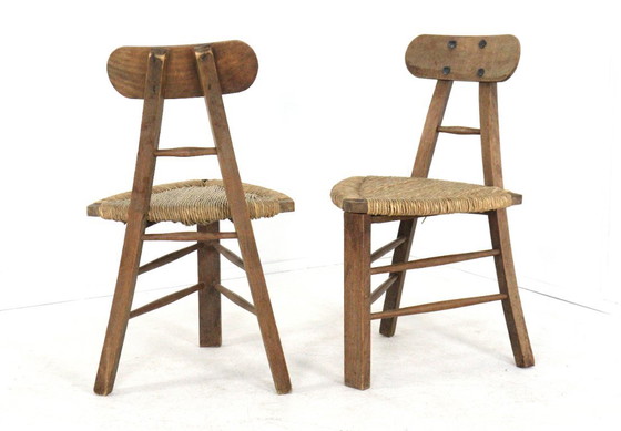 Image 1 of Set of 2 brutalist tripod vintage chairs