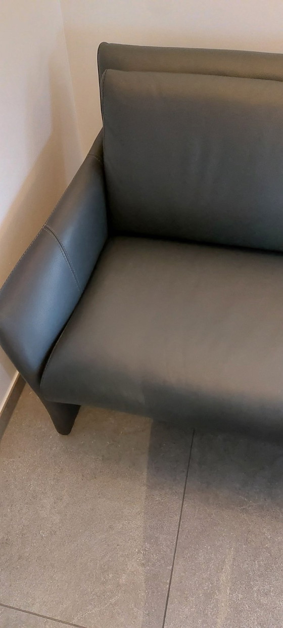 Image 1 of Elegante set da soggiorno in pelle a 3 posti + 2 posti – antracite