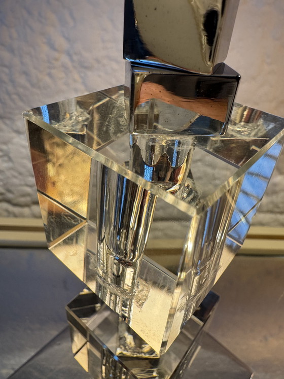 Image 1 of Art Deco lamp in chrome and crystal