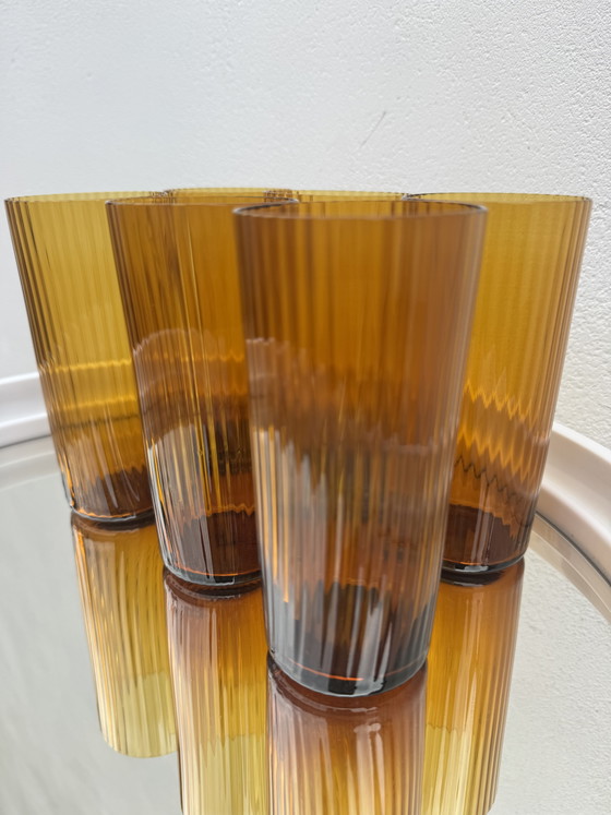 Image 1 of Amber hand-blown glasses from the 1960s