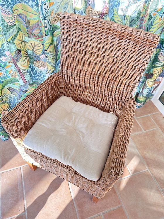Image 1 of Armchairs in wicker and solid teak