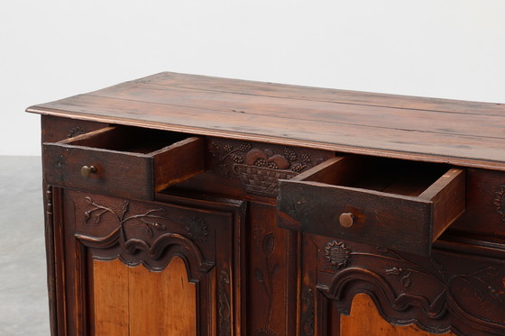Image 1 of Rare French provincial carved cabinet or buffet with great patina, dated 1841