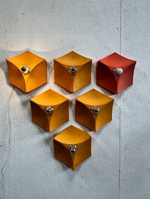 Vintage Hoffmeister Space Age Wandlampen, 6 Stuks, Duitsland 1970