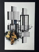Eugène Eechaut (1928-2019) - composizione a inchiostro con collage, incorniciata, 1987