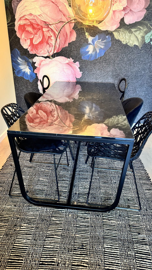 black marble dining table shed 5