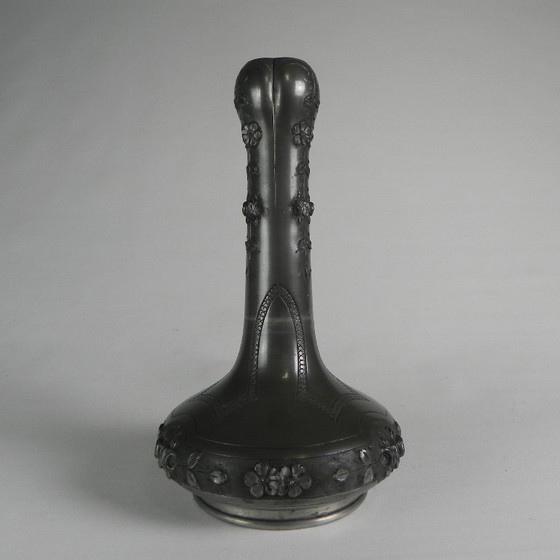 Image 1 of Pewter Art Nouveau vase signed Pechez, early 20th century