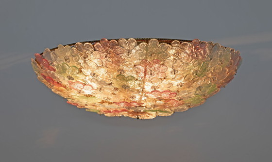 Image 1 of Lámpara de techo de cristal de Murano de estilo moderno de mediados de siglo, atribuida a Barovier & Toso, años 50