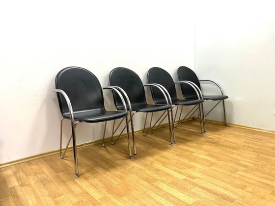 Image 1 of Set di 4 sedie retrò con braccioli, anni '80, Cecoslovacchia