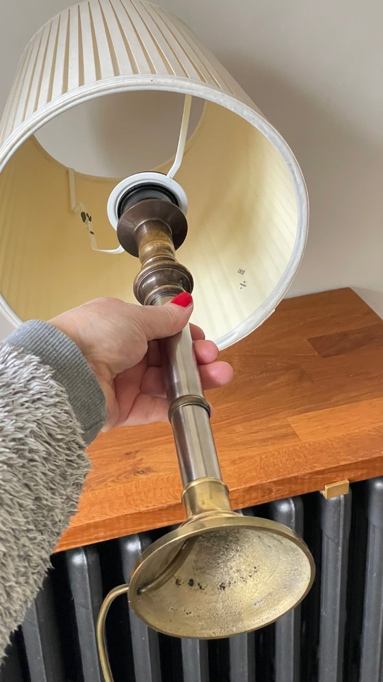 Image 1 of Stahl- und Messinglampe aus den 1970er Jahren