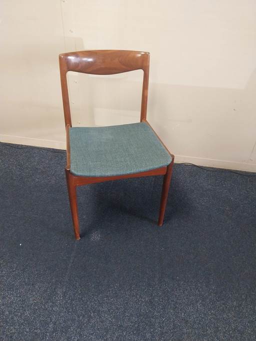 1 juego de 4 sillas de comedor Lübke de palisandro con tapicería azul, años 60. – eetkamerstoelen, Textile (photo 2 of 7)