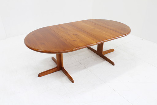 Table de salle à manger ronde extensible vintage danoise en teck massif