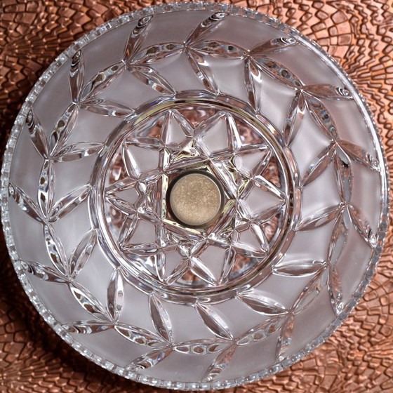 Image 1 of Walther loden kristallen schaal met deksel: Bonbonnière uit het midden van de 20e eeuw / Walther Glass / Duitsland / jaren 1960.